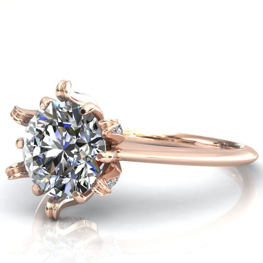 Wild Lily Round Center Stone Engagement Ring
