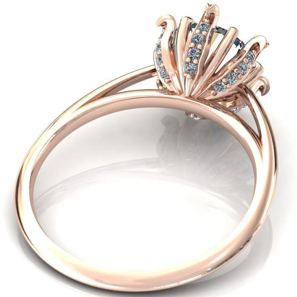 Wild Lily Round Center Stone Engagement Ring