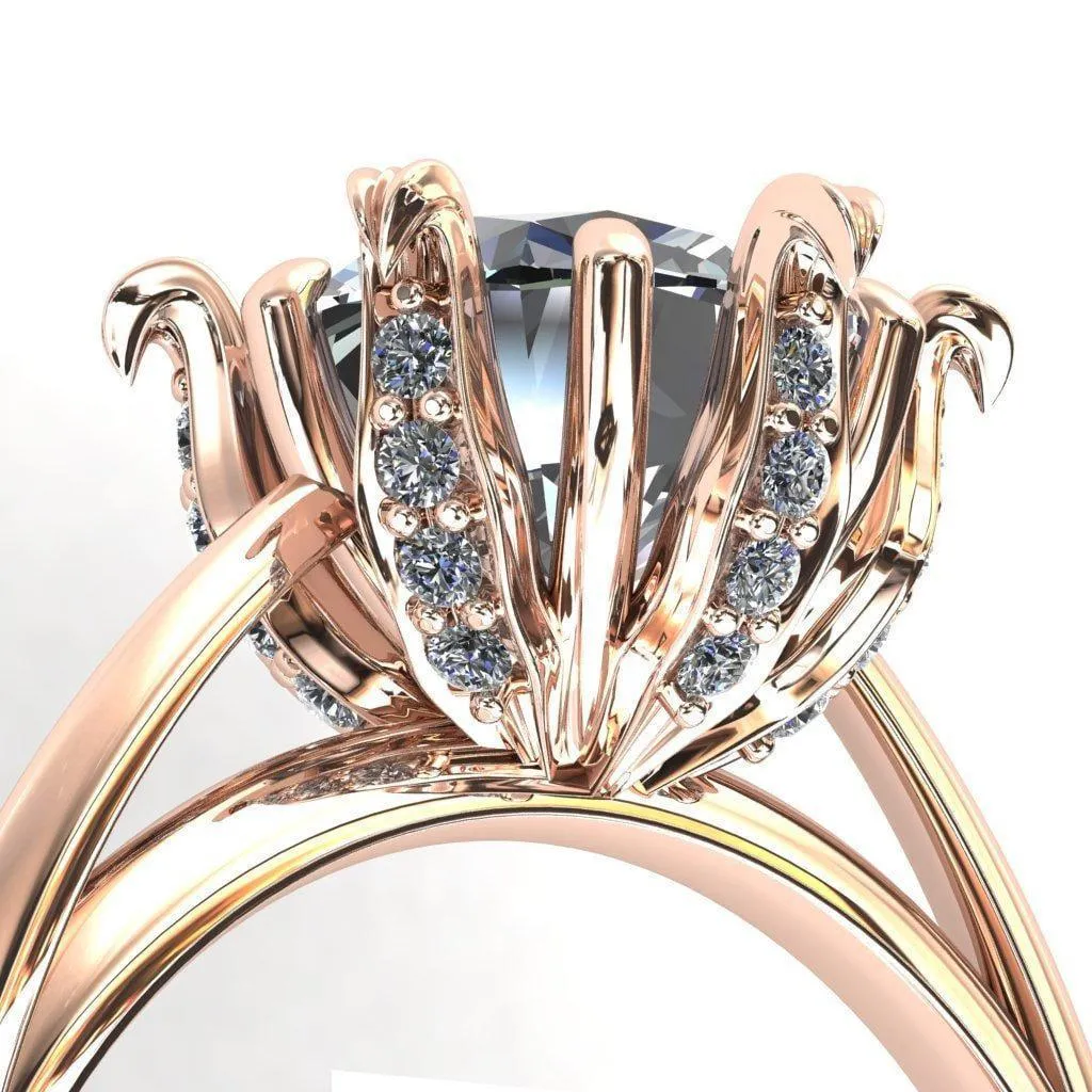 Wild Lily Round Center Stone Engagement Ring