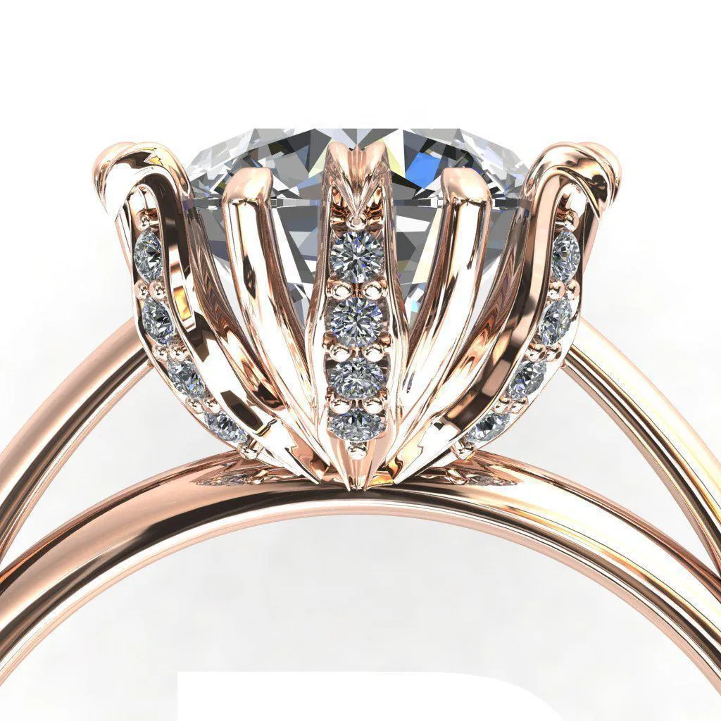 Wild Lily Round Center Stone Engagement Ring
