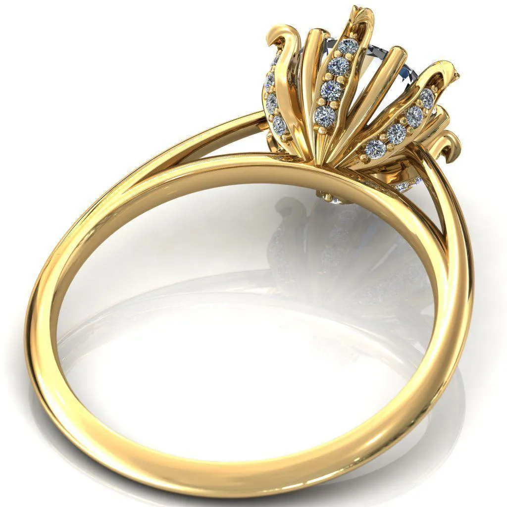 Wild Lily Round Center Stone Engagement Ring