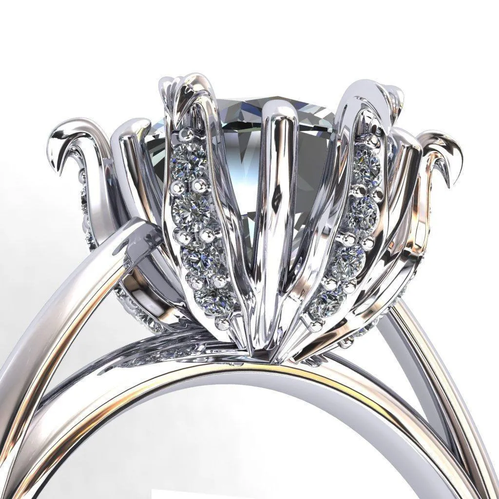 Wild Lily Round Center Stone Engagement Ring