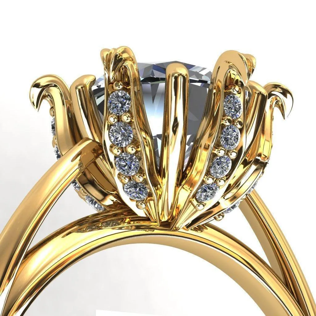 Wild Lily Round Center Stone Engagement Ring
