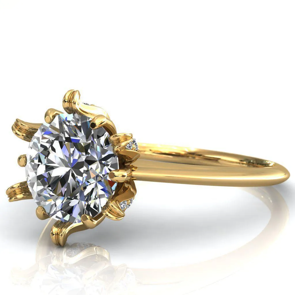 Wild Lily Round Center Stone Engagement Ring