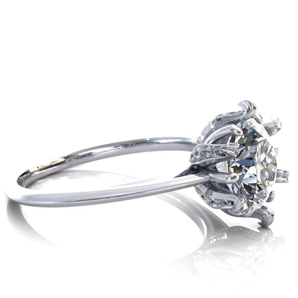 Wild Lily Round Center Stone Engagement Ring