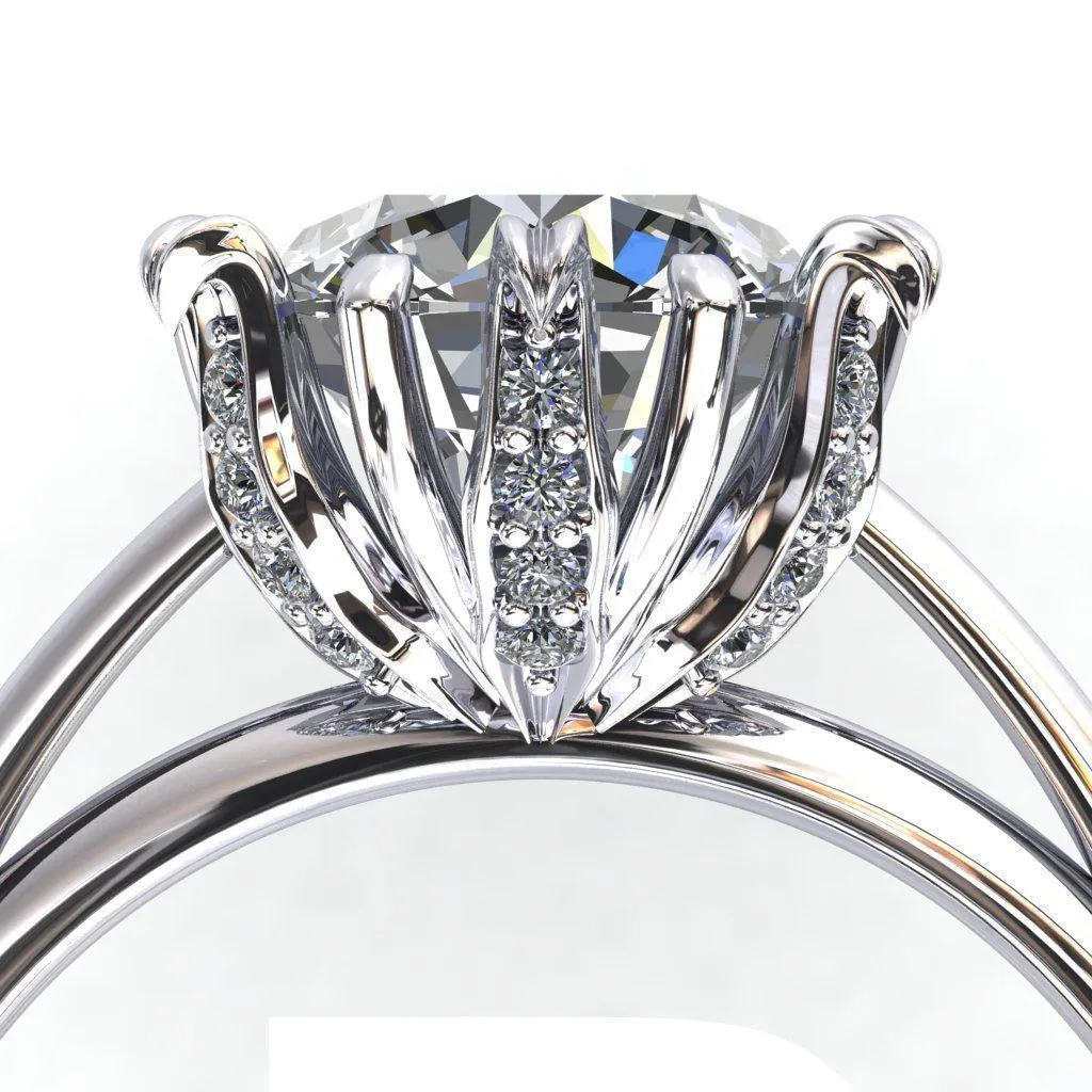Wild Lily Round Center Stone Engagement Ring