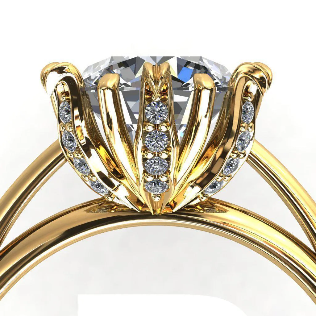Wild Lily Round Center Stone Engagement Ring
