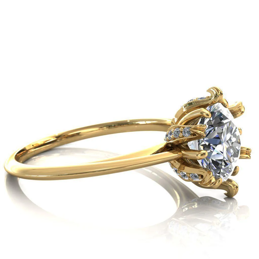 Wild Lily Round Center Stone Engagement Ring