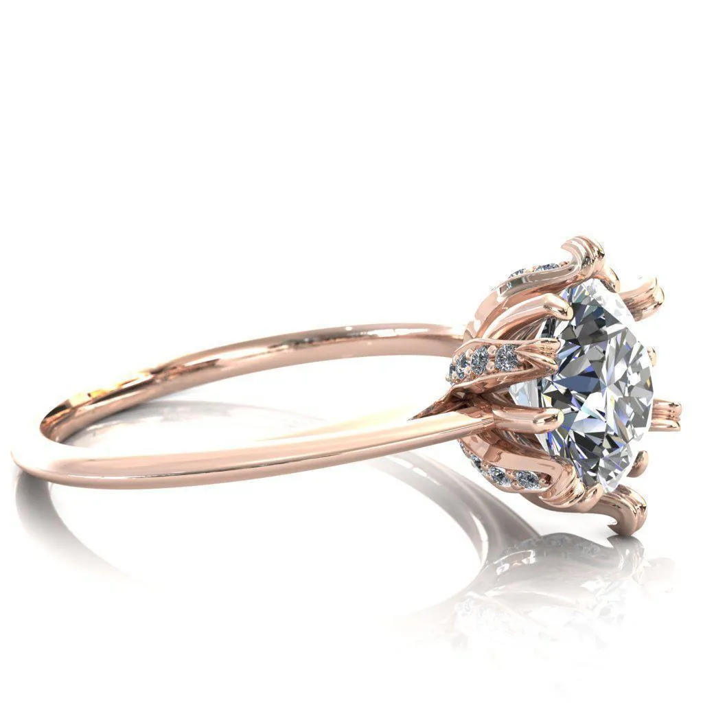 Wild Lily Round Center Stone Engagement Ring
