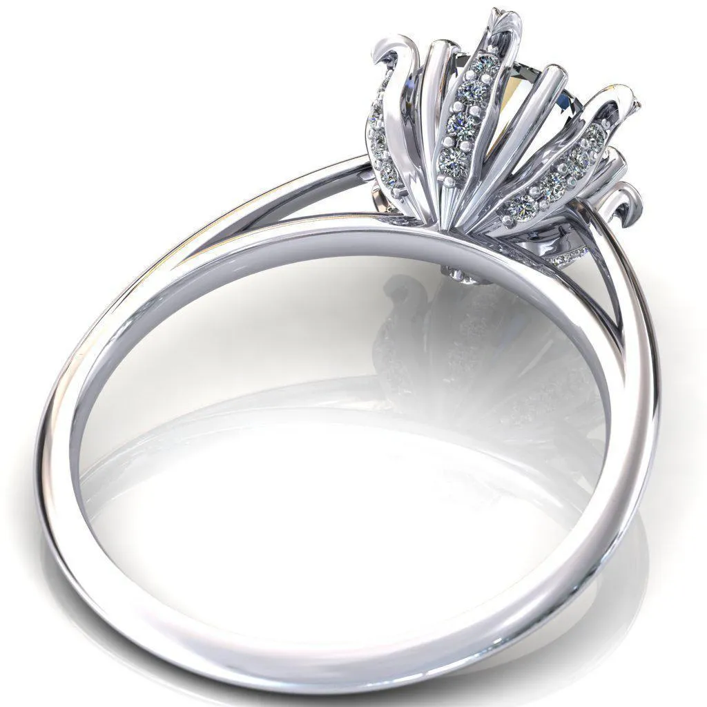 Wild Lily Round Center Stone Engagement Ring
