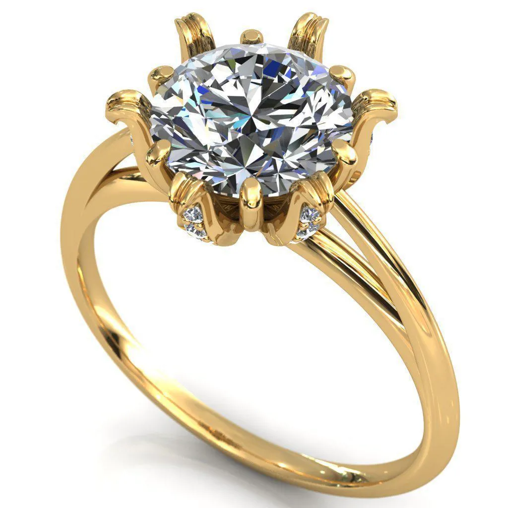 Wild Lily Round Center Stone Engagement Ring