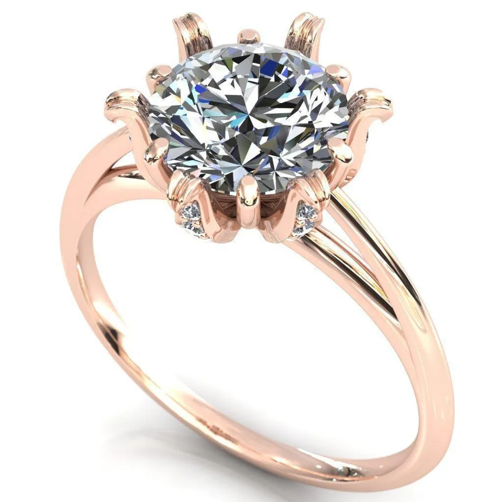 Wild Lily Round Center Stone Engagement Ring