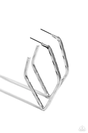 Winning Edge - Silver - Geometric Paparazzi Hoop Earrings