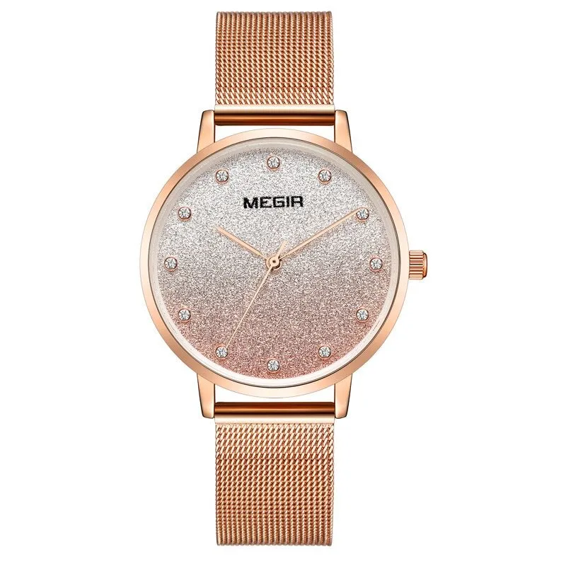 Women's Gradient Glitter Design Dial Watch