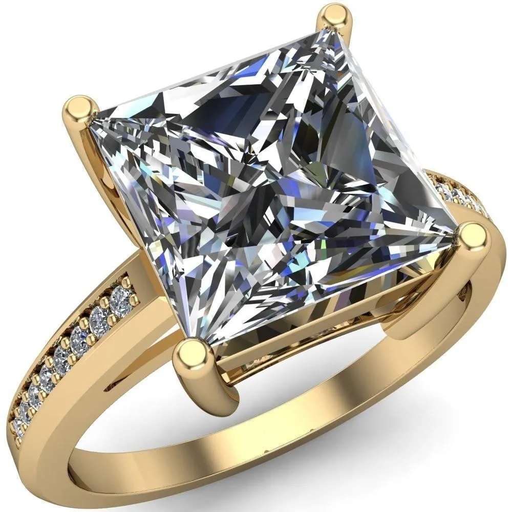 Wyatt Princess/Square Moissanite Diamond Channel Under Bezel Cathedral Ring