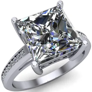 Wyatt Princess/Square Moissanite Diamond Channel Under Bezel Cathedral Ring