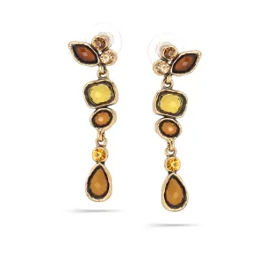 YELLOW AND ORANGE CRYSTAL DROP  EARRINGS #160BR3401 (2D4/5F7)
