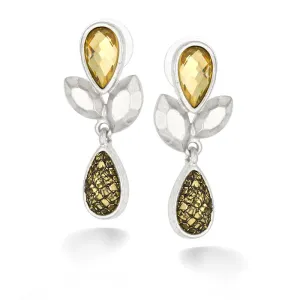 YELLOW CRYSTAL TEARDROP EARRINGS #248SV3501 (1C14/1A9)