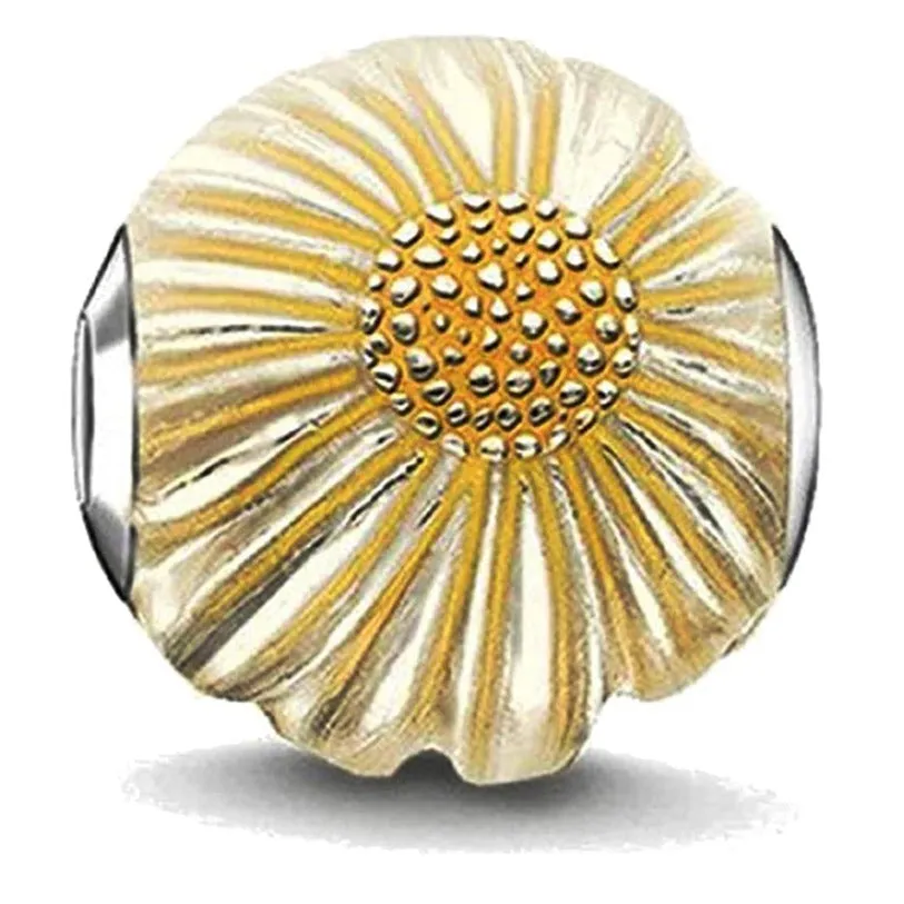 Yellow Sunflower Ball Bead Charm