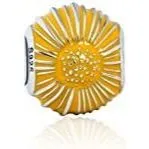 Yellow Sunflower Ball Bead Charm
