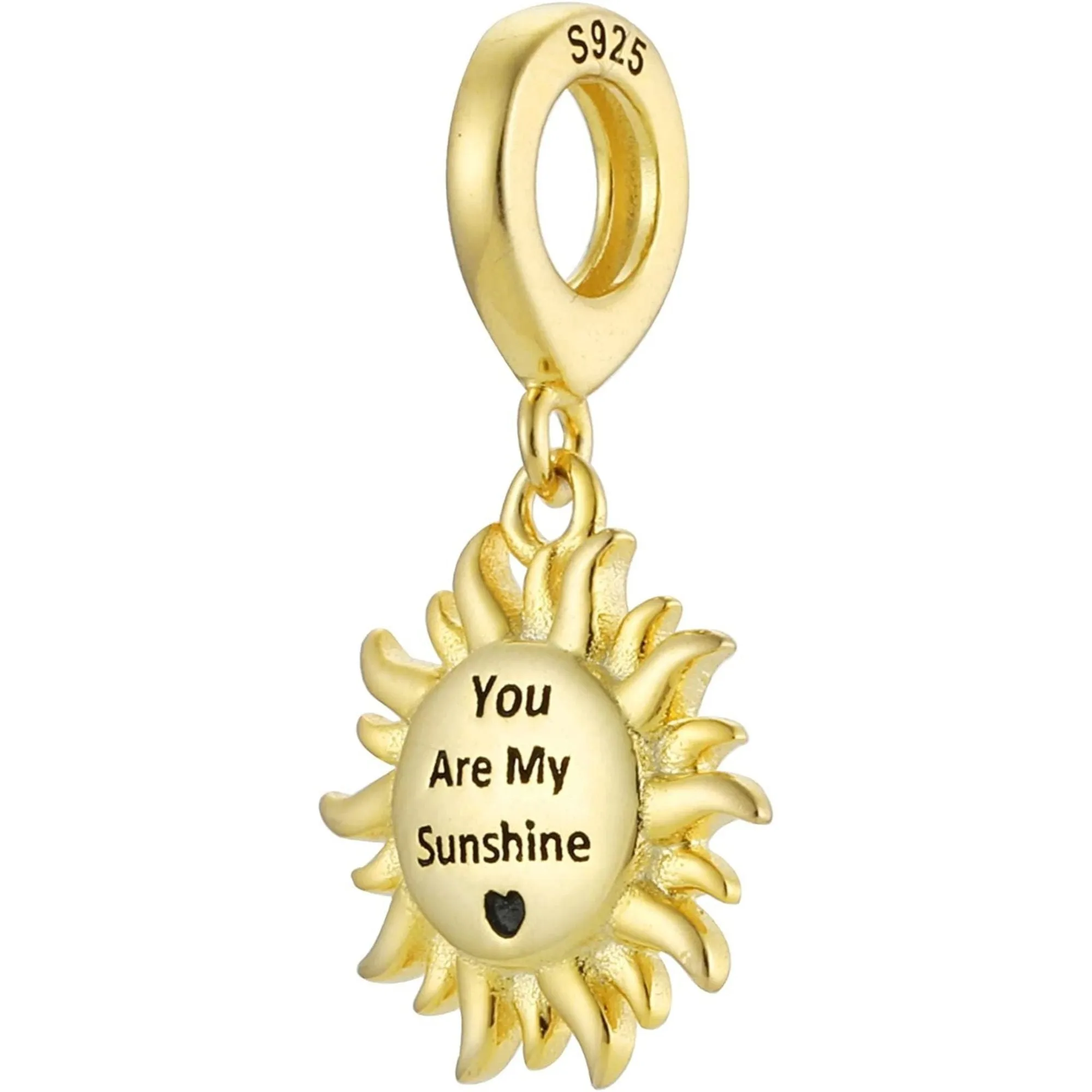 You Are My Sunshine Gold Sun Dangle Pendant Charm