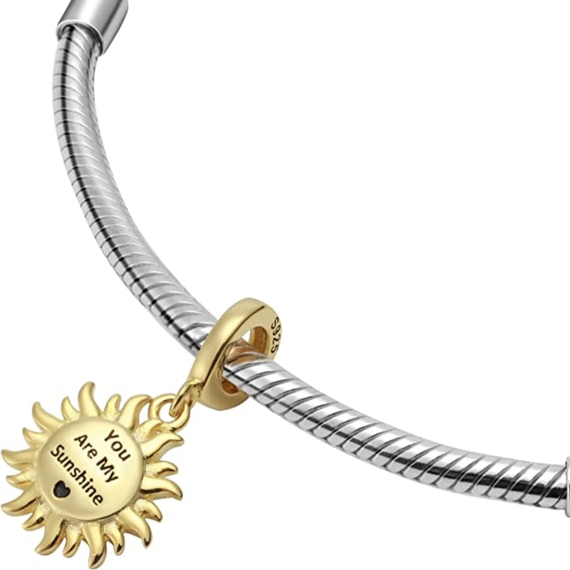 You Are My Sunshine Gold Sun Dangle Pendant Charm