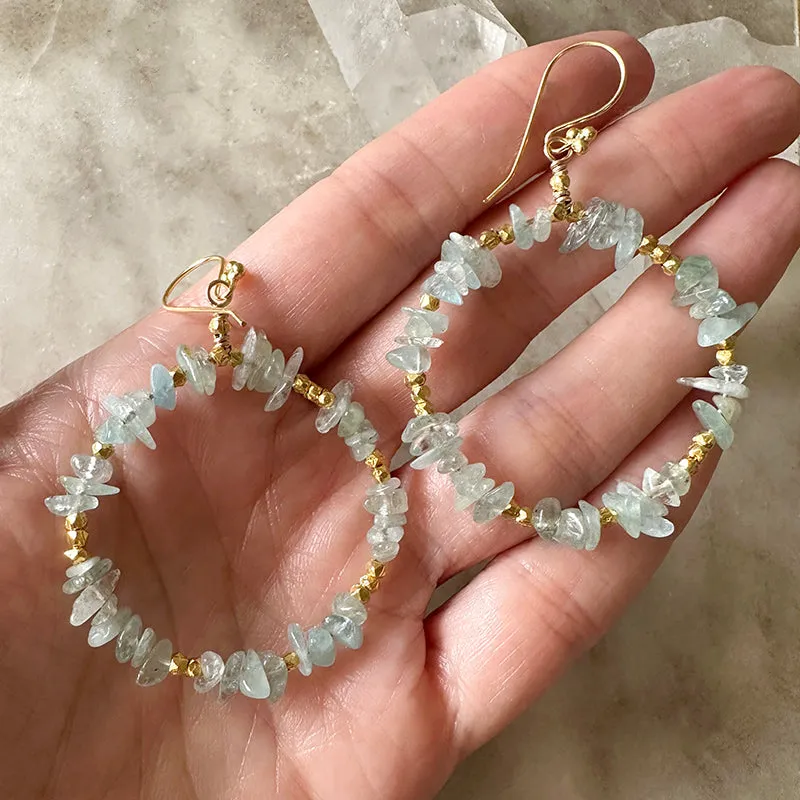 Yvette Aquamarine Hoop Earrings