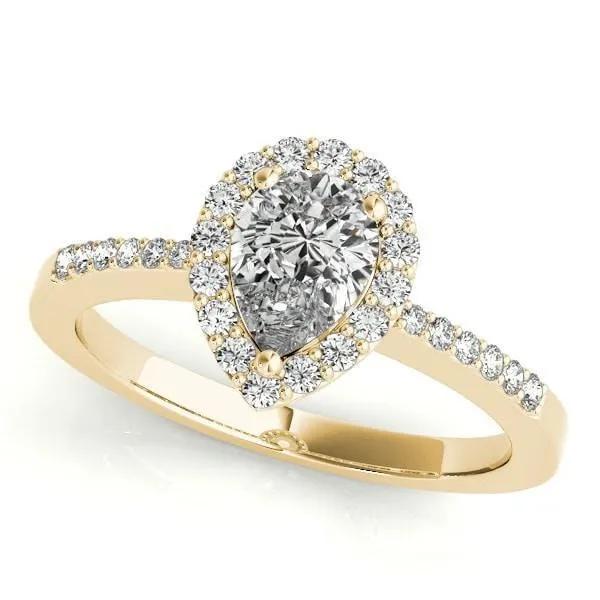 Zabrina Pear Moissanite Shank Halo Engagement Ring