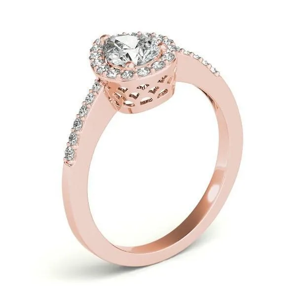 Zabrina Pear Moissanite Shank Halo Engagement Ring