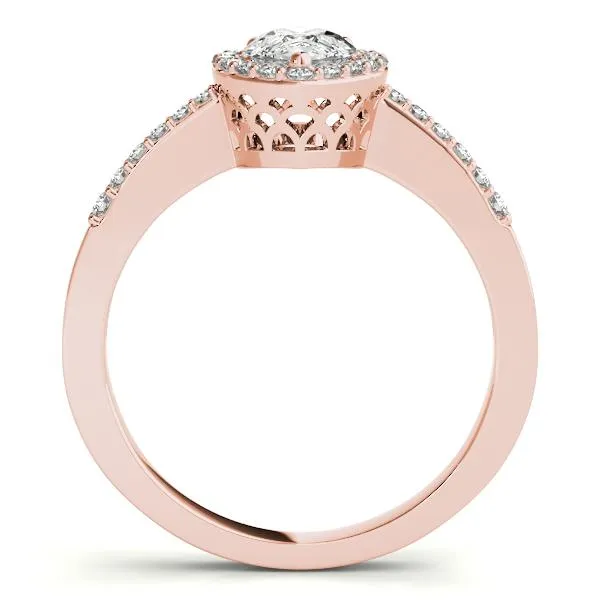 Zabrina Pear Moissanite Shank Halo Engagement Ring