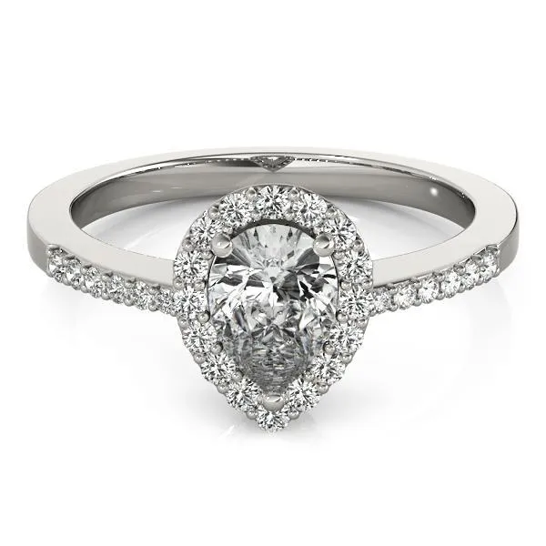 Zabrina Pear Moissanite Shank Halo Engagement Ring