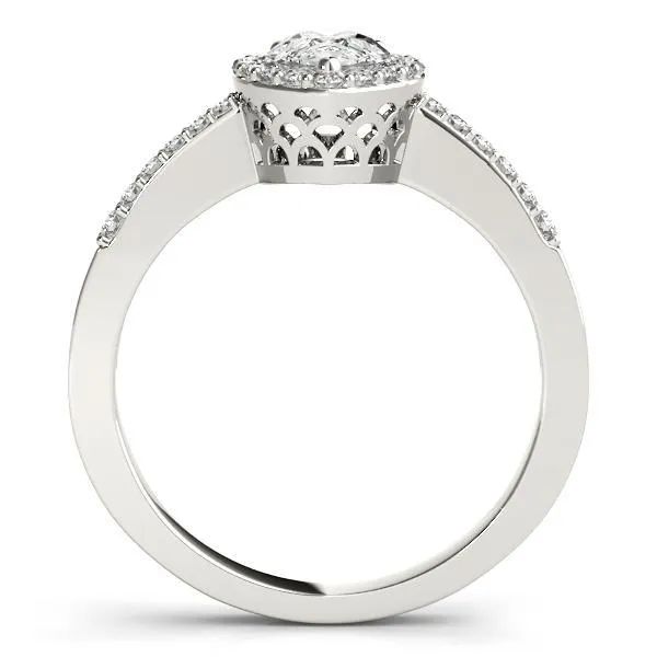 Zabrina Pear Moissanite Shank Halo Engagement Ring