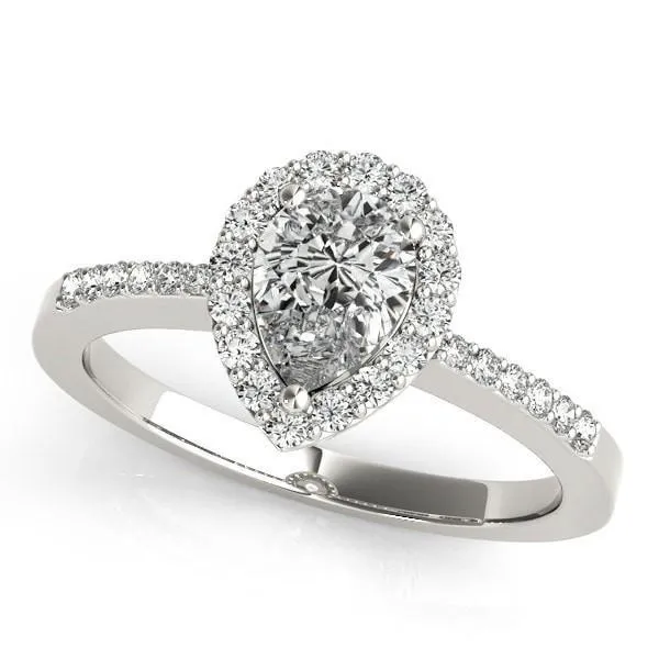 Zabrina Pear Moissanite Shank Halo Engagement Ring