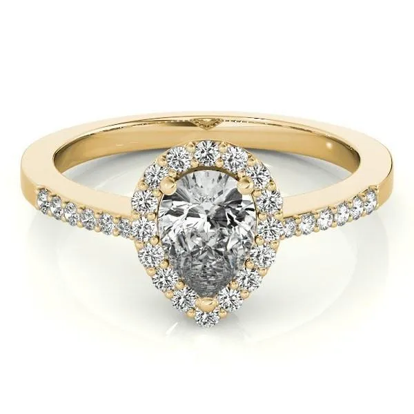 Zabrina Pear Moissanite Shank Halo Engagement Ring