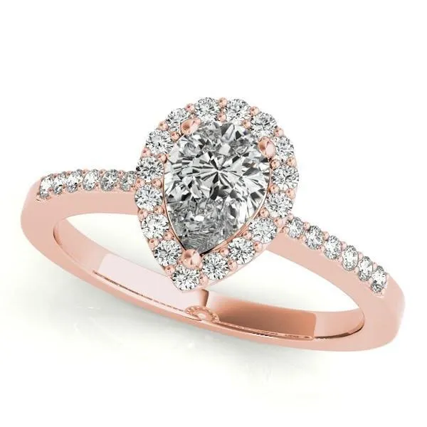 Zabrina Pear Moissanite Shank Halo Engagement Ring