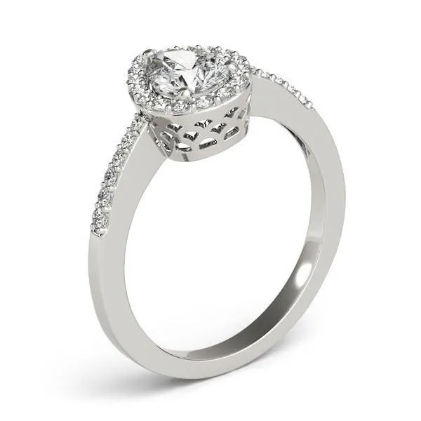 Zabrina Pear Moissanite Shank Halo Engagement Ring