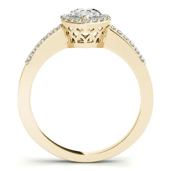 Zabrina Pear Moissanite Shank Halo Engagement Ring