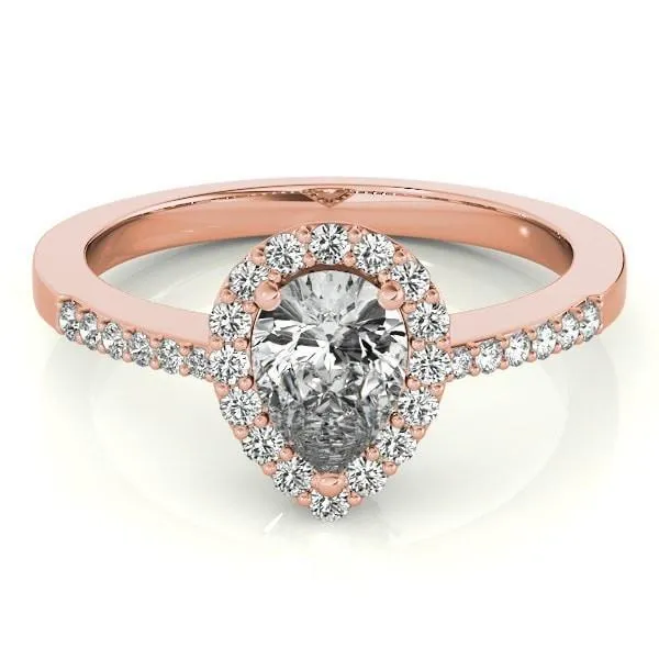 Zabrina Pear Moissanite Shank Halo Engagement Ring