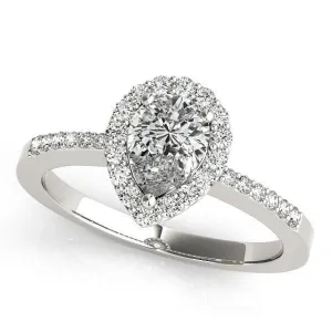 Zabrina Pear Moissanite Shank Halo Engagement Ring