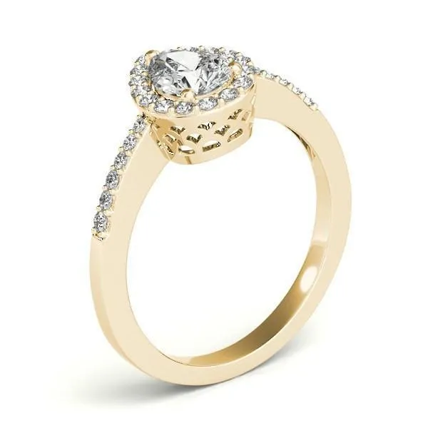 Zabrina Pear Moissanite Shank Halo Engagement Ring