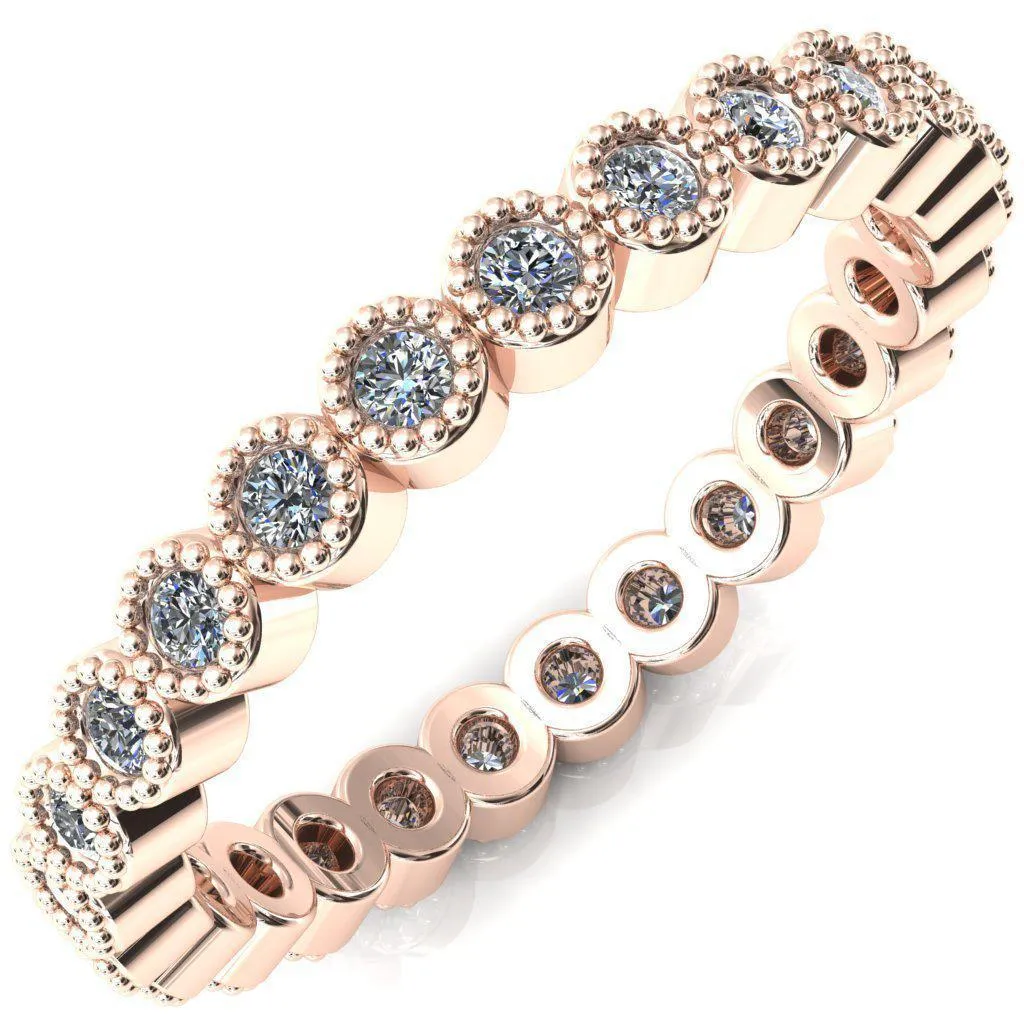 Zinnia Round Padparadscha Sapphire 6 Prongs Milgrain Halo Accent Diamonds Ring