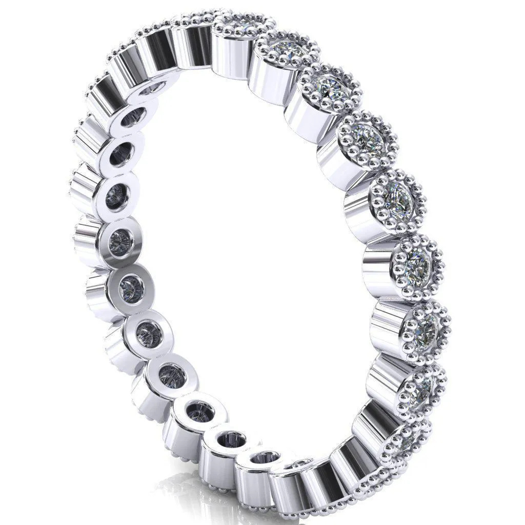 Zinnia Round Padparadscha Sapphire 6 Prongs Milgrain Halo Accent Diamonds Ring