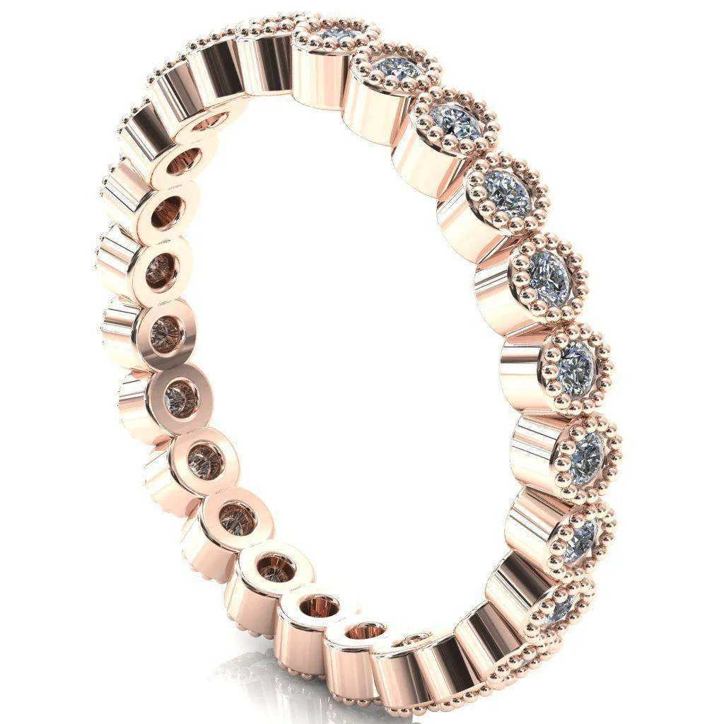 Zinnia Round Padparadscha Sapphire 6 Prongs Milgrain Halo Accent Diamonds Ring